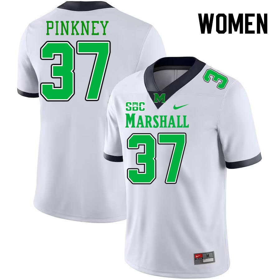 Women #37 Jacob Pinkney Marshall Thundering Herd SBC Conference College Football Jerseys Stitched-Wh